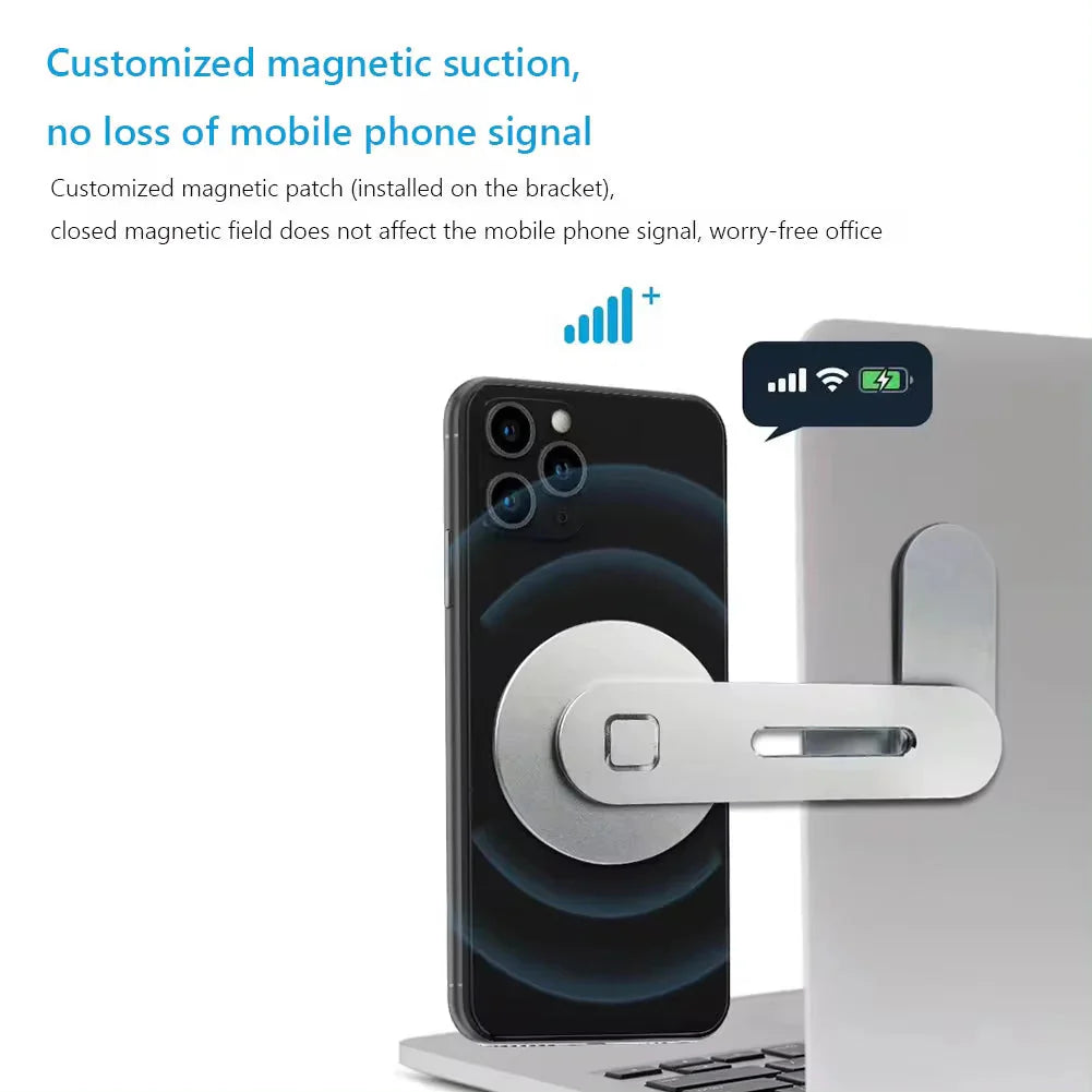 Metal Expansion Phone Stand for Laptop & - Magnetic Folding Phone Holder with 15W Fast Charger